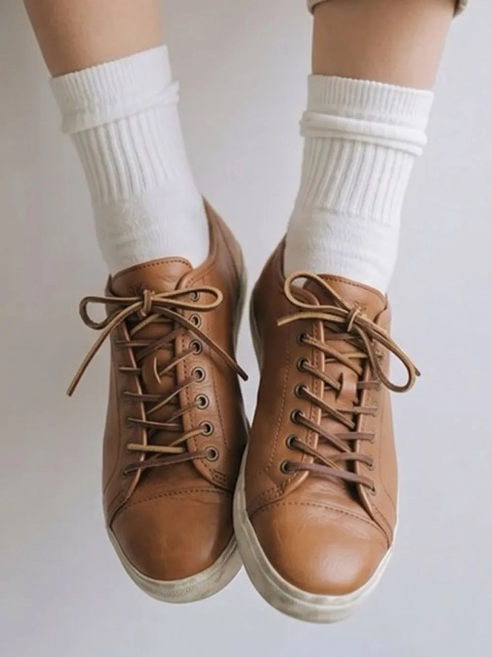 FRYE | Mindy Low Top Lace Up Sneakers Tan Leather Shoes Women’s Size 7.5
